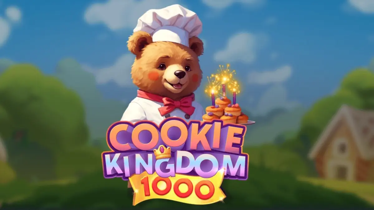 Tampilan visual slot Cookie Kingdom 1000 dengan tema permen dan hewan lucu